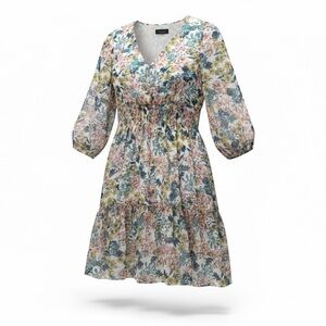 Just... Taylor Floral Smocked Waist Fit & Flare Cottagecore Mini Dress Size 6
